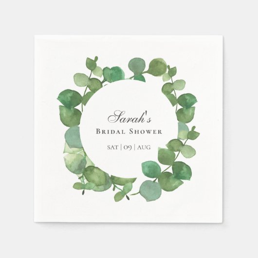 Eucalyptus Boho Groene Bloem Bruidsdouche Servet (Voorkant)