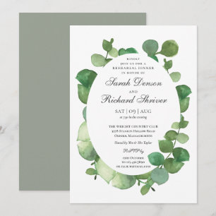 Eucalyptus Boho Groene Bloemen Rehearsal Dinner Kaart