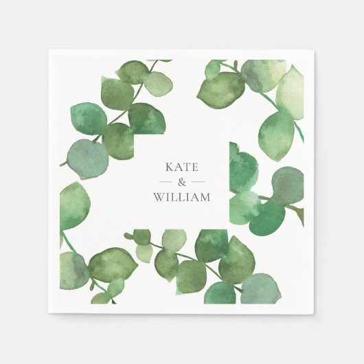 Eucalyptus Boho Groene Bloemen Servet (Voorkant)