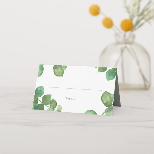 Eucalyptus Boho Groene Bloemige Bruiloft Plaatskaartje (Voorkant)