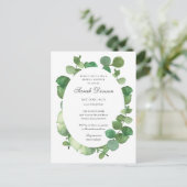 Eucalyptus Boho Groene Bloemige Bruiloftsborrel Aankondigingskaart (Staand voorkant)