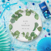 Eucalyptus Boho Groene Bloemige Trouw Papieren Bordje (Feest)