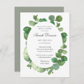 Eucalyptus Boho Groene Bloemrijke Bruids-Shower Aankondigingskaart (Voorkant / Achterkant)