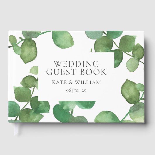Eucalyptus Boho Groene Huwelijk Gastenboek (Voorkant)