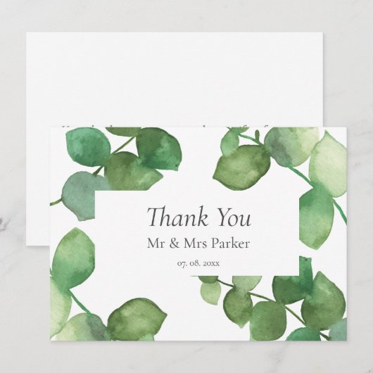 Eucalyptus Boho Groenery Huwelijksbedankje Bedankkaart (Voorkant / Achterkant)