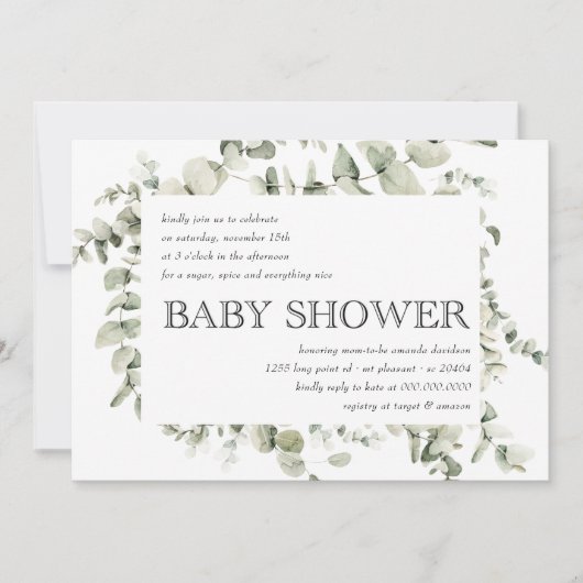 Eucalyptus Boho Rainbow Genderneutraal Baby shower Kaart (Voorkant)