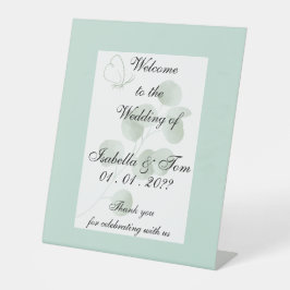 Eucalyptus Boho Rustic & Botanische Trouwkaart Reclamebord Met Voetstuk