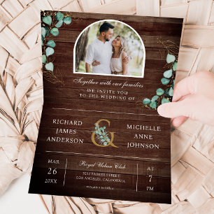 Eucalyptus Boog Foto Rustieke Hout QR Code Trouwen