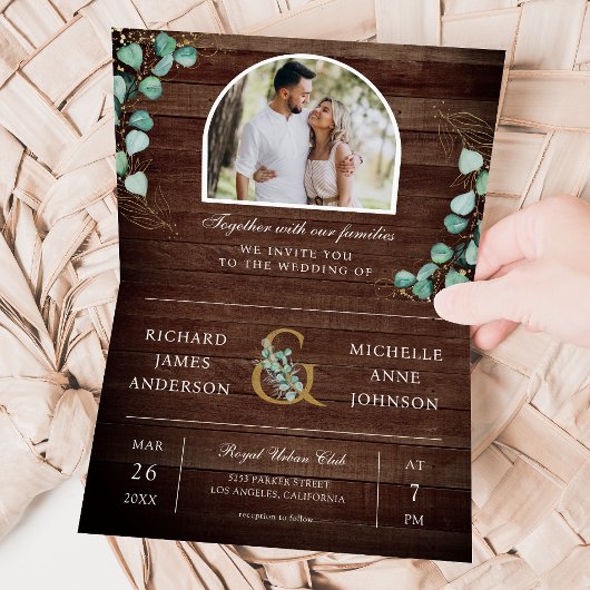Eucalyptus Boog Foto Rustieke Hout QR Code Trouwen