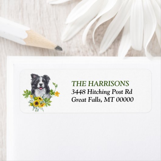 Eucalyptus Border Collie Dog Label Zonnebloem (Insitu)