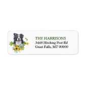 Eucalyptus Border Collie Dog Label Zonnebloem (Voorkant)