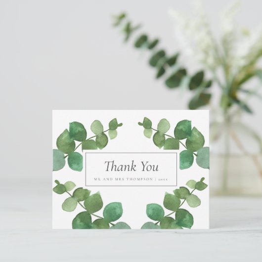 Eucalyptus Bos Bruiloft Bedankt Briefkaart (Staand voorkant)