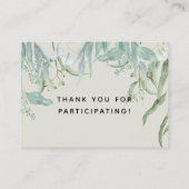 Eucalyptus Bossen Deer Fox Rabbit Baby shower Book Visitekaartje (Achterkant)