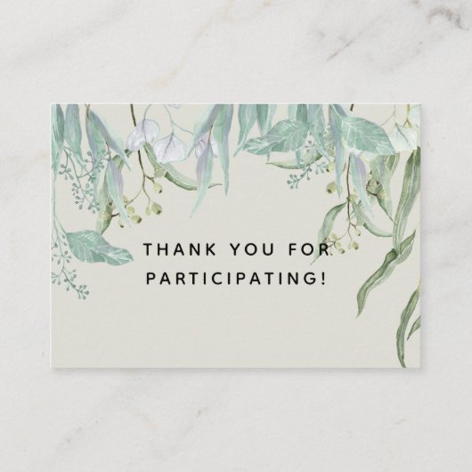 Eucalyptus Bossen Deer Fox Rabbit Baby shower Book Visitekaartje (Achterkant)