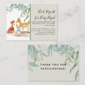 Eucalyptus Bossen Deer Fox Rabbit Baby shower Book Visitekaartje (Voorkant / Achterkant)