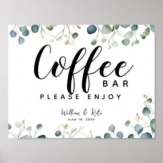 Eucalyptus botanic Coffee bar station teken Poster (Voorkant)