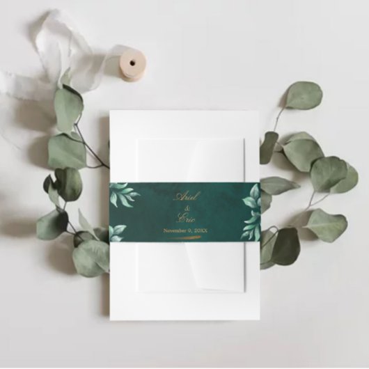 Eucalyptus Botanical Emerald Greenery Wedding Uitnodigingen Wikkel