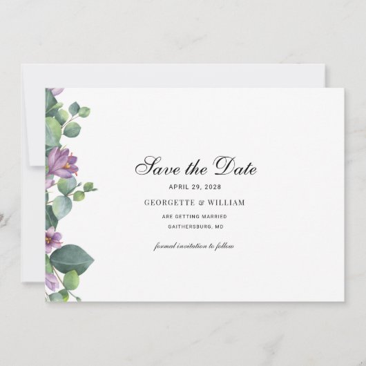 Eucalyptus Botanical Foliage Script Save The Date (Voorkant)