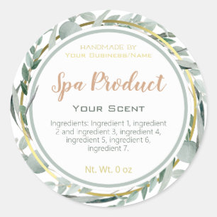 Eucalyptus Botanical Foliage Spa-productetiketten Ronde Sticker