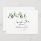 Eucalyptus Botanical Foliage Weddenschap Save The Date (Voorkant / Achterkant)