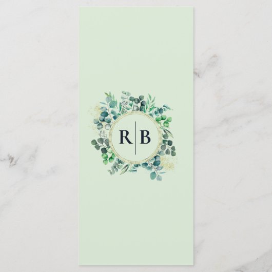 Eucalyptus Botanical Garden Wedding Dinner Menu (Achterkant)