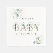 Eucalyptus Botanical Gold Letter Baby shower Servet (Voorkant)