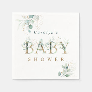 Eucalyptus Botanical Gold Letter Baby shower Servet