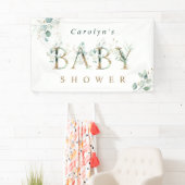 Eucalyptus Botanical Gold Letter Baby shower Spandoek (Insitu)