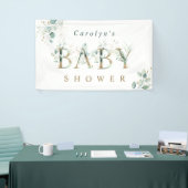 Eucalyptus Botanical Gold Letter Baby shower Spandoek (Beurs)