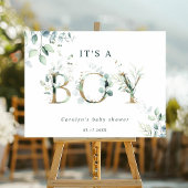 Eucalyptus Botanical Gold Letter Boy Baby shower Poster