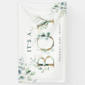 Eucalyptus Botanical Gold Letter Boy Baby shower Spandoek (Verticaal)