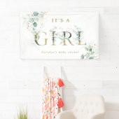 Eucalyptus Botanical Gold Letter Girl Baby shower Spandoek (Insitu)