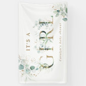 Eucalyptus Botanical Gold Letter Girl Baby shower Spandoek (Verticaal)