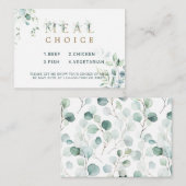 Eucalyptus Botanical Gold Letter Meal Choice Informatiekaartje (Voorkant / Achterkant)