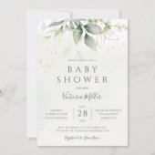 Eucalyptus Botanical Gold Modern Baby shower Kaart (Voorkant)