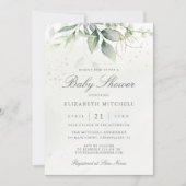 Eucalyptus Botanical Gold Modern Baby shower Kaart (Voorkant)