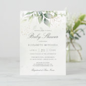 Eucalyptus Botanical Gold Modern Baby shower Kaart (Staand voorkant)