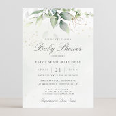 Eucalyptus Botanical Gold Modern Baby shower Kaart