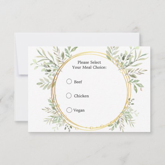 Eucalyptus Botanical Gold RSVP Meal Response Kaart (Achterkant)