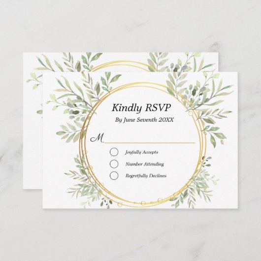 Eucalyptus Botanical Gold RSVP Meal Response Kaart (Voorkant / Achterkant)