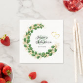 Eucalyptus Botanical Green & Gold Elegant Weddensc Servet (Insitu)