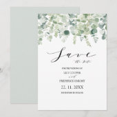 Eucalyptus Botanical Green Wedding Save The Date (Voorkant / Achterkant)