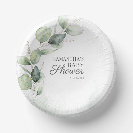 Eucalyptus Botanical Greenery Baby shower Papieren Kommen (Voorkant)
