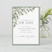 Eucalyptus Botanical Greenery Calligraphy Wedding Save The Date (Staand voorkant)