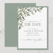 Eucalyptus Botanical Greenery Calligraphy Wedding Save The Date (Voorkant / Achterkant)