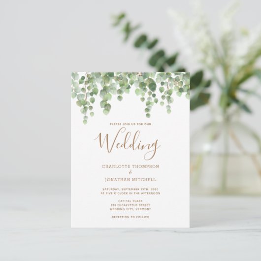Eucalyptus Botanical Greenery Foliage Weddenschap Uitnodiging Briefkaart (Staand voorkant)