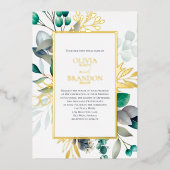 Eucalyptus Botanical Greenery Garden Wedding Gold Folie Uitnodiging (Voorkant)