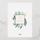 Eucalyptus Botanical Greenery Garden Wedding Gold Folie Uitnodiging (Achterkant)