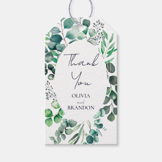 Eucalyptus Botanical Greenery Leaves Wedding Cadeaulabel (Voorkant)