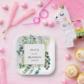 Eucalyptus Botanical Greenery Leaves Wedding Papieren Bordje (Feest)